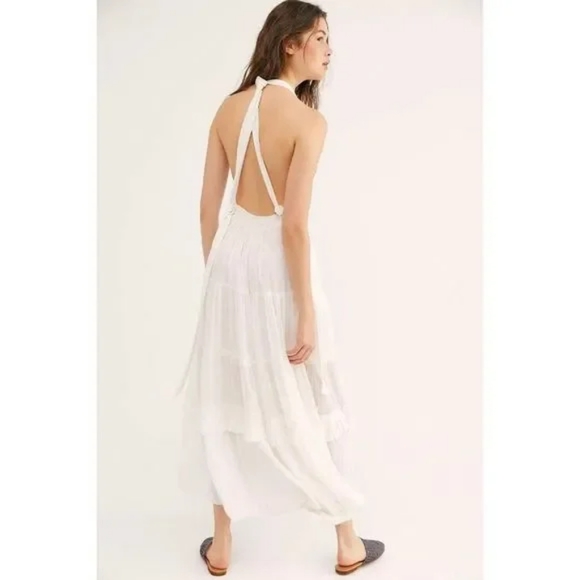 NWT FREE PEOPLE ENDLESS SUMMER Sz L FOREVER TIERED RUFFLE MAXI DRESS IN IVORY - Picture 1 of 2